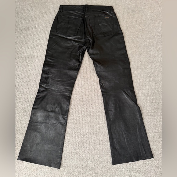 Vintage Diesel Black Leather Flare Pants Size 32 - Picture 2 of 7